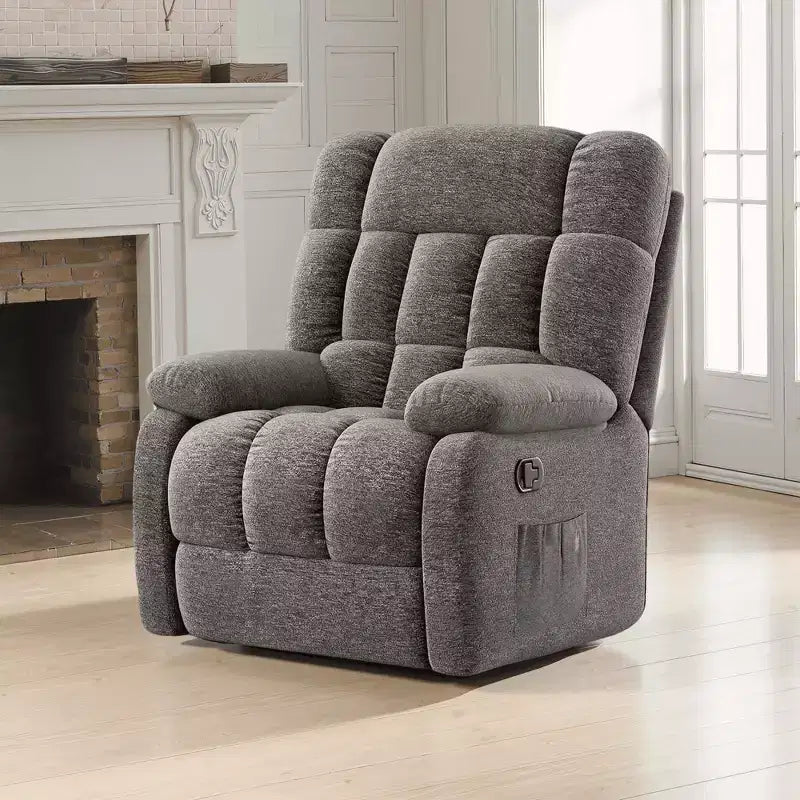 Fauteuil inclinable ergonomique MAYEERTY 110-160° réglable, repose-pieds, poche latérale pour salon, gris