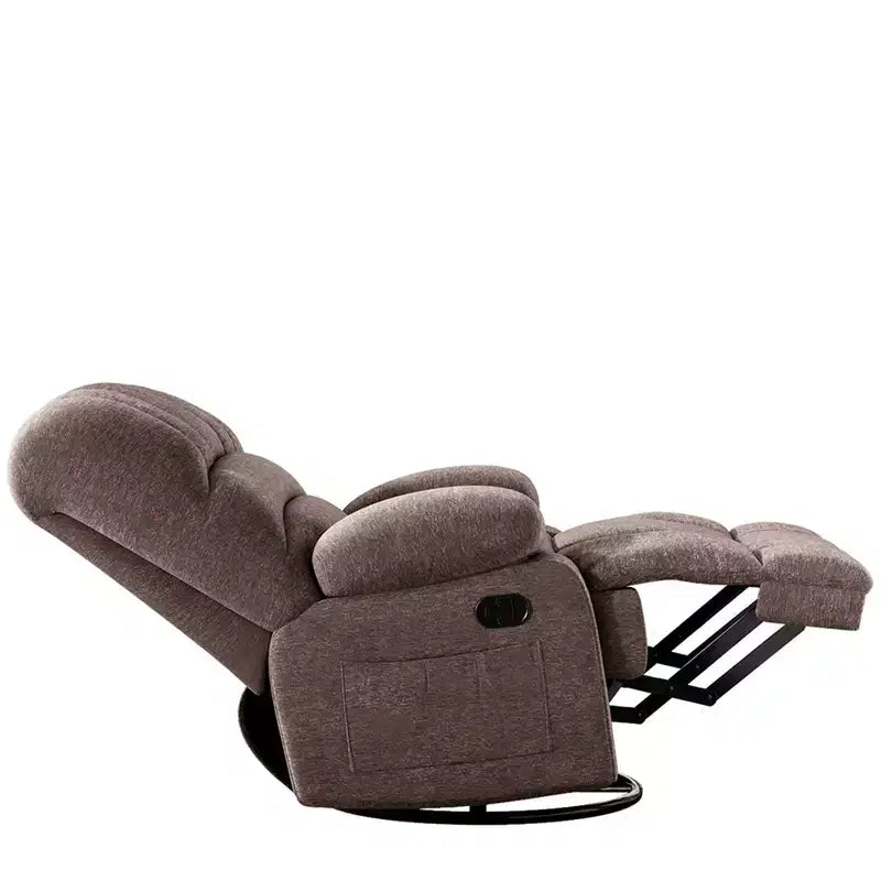 Fauteuil inclinable pivotant et à bascule surdimensionné MAYEERTY marron pour adultes, pour salon