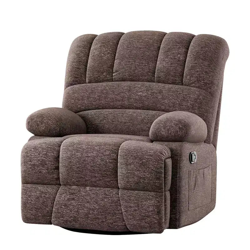 Fauteuil inclinable pivotant et à bascule surdimensionné MAYEERTY marron pour adultes, pour salon