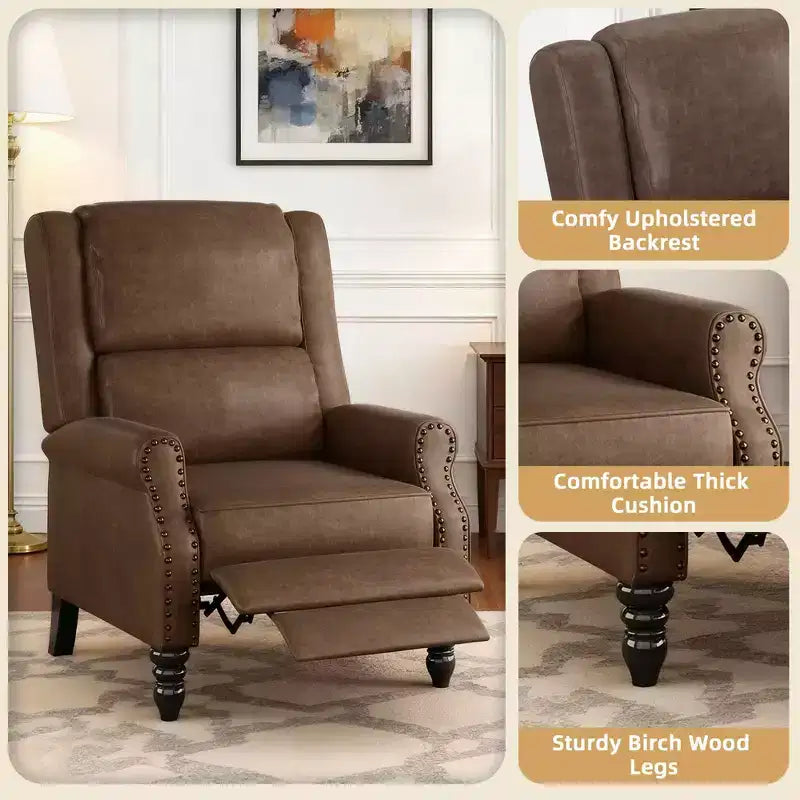 Fauteuil inclinable MAYEERTY en similicuir, couleur café, avec dossier inclinable, design ergonomique pour salon, chambre à coucher ou VR