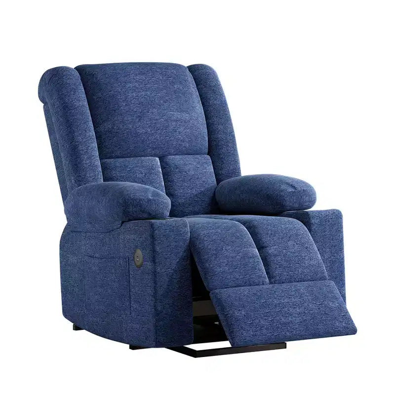 Fauteuil inclinable électrique MAYEERTY Blue Power Lift avec massage, chauffage, ports USB et porte-gobelets pour le confort des seniors