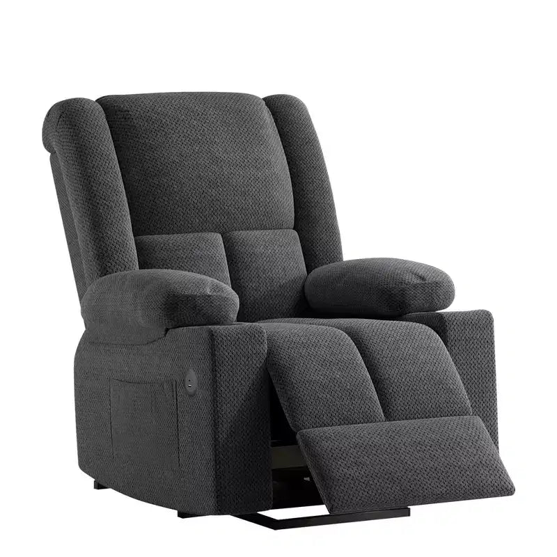 Fauteuil inclinable électrique MAYEERTY gris avec massage, chauffage, ports USB et porte-gobelets pour le confort des personnes âgées
