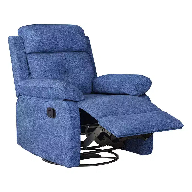 MAYEERTY Petit fauteuil inclinable berçant pivotant bleu, design compact, idéal pour chambre à coucher ou salon, pour femmes