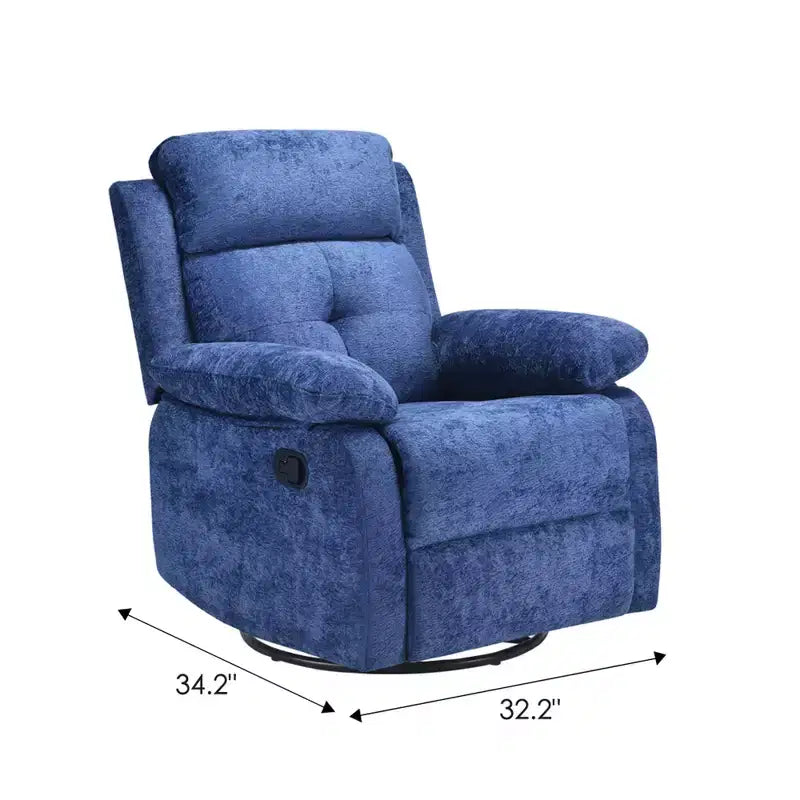 MAYEERTY Petit fauteuil inclinable berçant pivotant bleu, design compact, idéal pour chambre à coucher ou salon, pour femmes