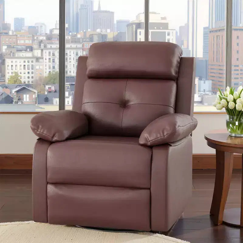 Fauteuil inclinable pivotant et à bascule petit MAYEERTY marron, design compact pour femmes, convient aux chambres et salons