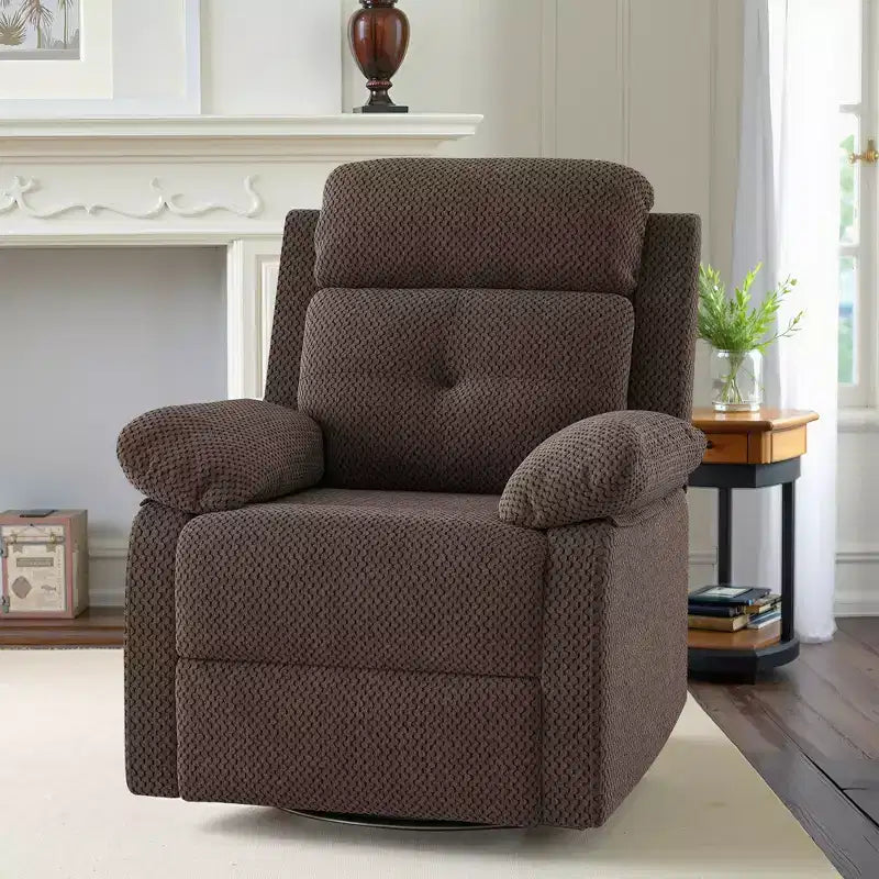 MAYEERTY Fauteuil inclinable pivotant compact en chocolat pour femme, idéal pour chambre à coucher et salon.