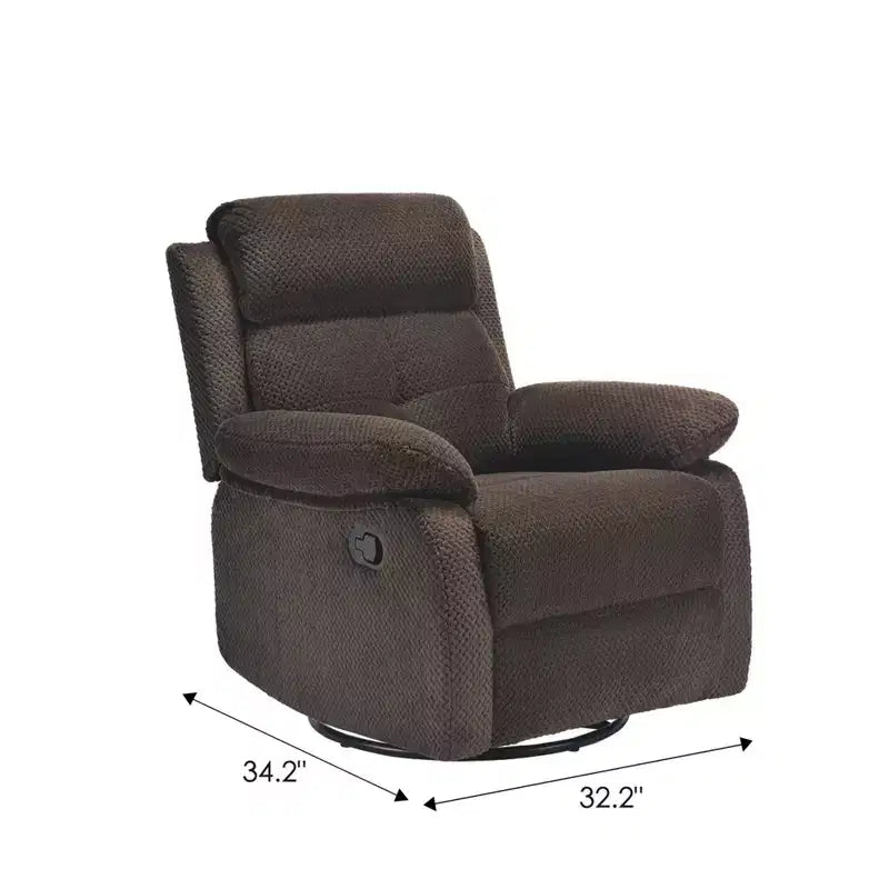 MAYEERTY Fauteuil inclinable pivotant compact en chocolat pour femme, idéal pour chambre à coucher et salon.