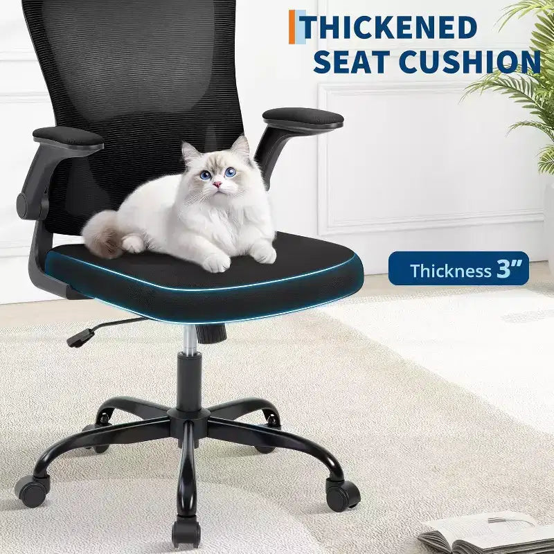 Chaise de bureau ergonomique gris foncé avec appui-tête et support lombaire réglables - Accoudoirs relevables, chaise de bureau en maille à roulettes pour bureau, étude, chambre à coucher