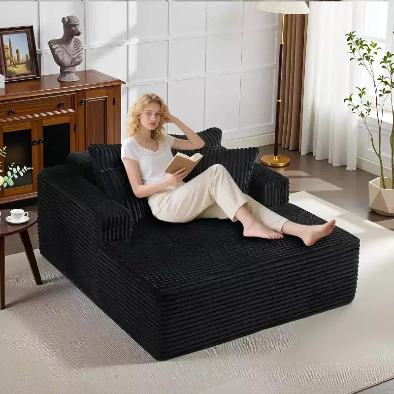 Causeuse en velours côtelé avec oreillers, Cloud Lounger pour salon et chambre à coucher, canapé-lit pliant sans assemblage, design compact peu encombrant