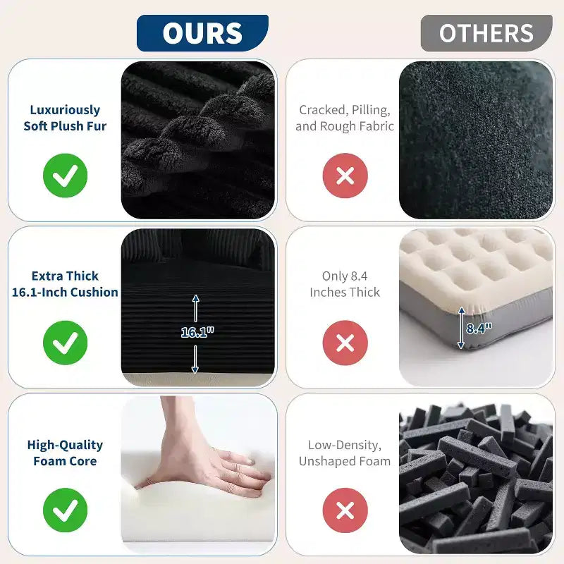 Causeuse en velours côtelé avec oreillers, Cloud Lounger pour salon et chambre à coucher, canapé-lit pliant sans assemblage, design compact peu encombrant