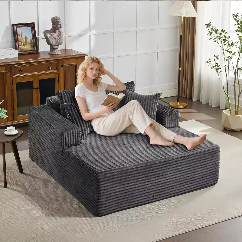 Causeuse en velours côtelé avec oreillers, Cloud Lounger pour salon et chambre à coucher, canapé-lit pliant sans assemblage, design compact peu encombrant