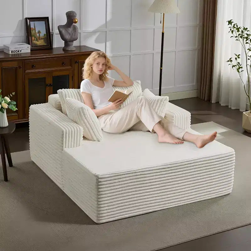 Causeuse en velours côtelé avec oreillers, Cloud Lounger pour salon et chambre à coucher, canapé-lit pliant sans assemblage, design compact peu encombrant