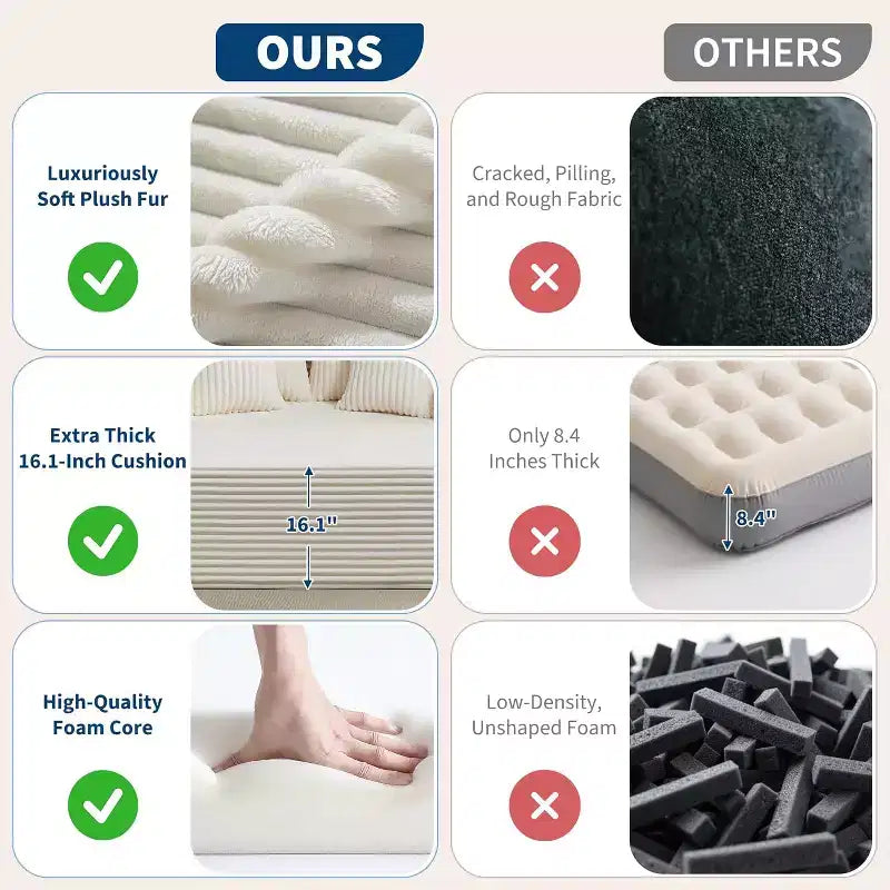 Causeuse en velours côtelé avec oreillers, Cloud Lounger pour salon et chambre à coucher, canapé-lit pliant sans assemblage, design compact peu encombrant
