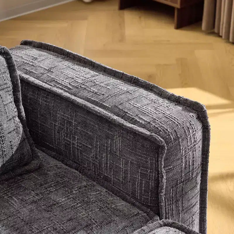 Karl Home | Canapé d'angle en chenille 3 places sans accoudoirs, 279 cm de large, gris avec ottoman