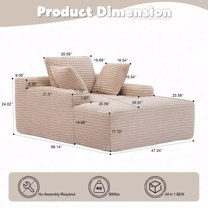 Canapé-lit futon moderne surdimensionné Okak avec accoudoirs et coussins, canapé rembourré à assise profonde pour salon