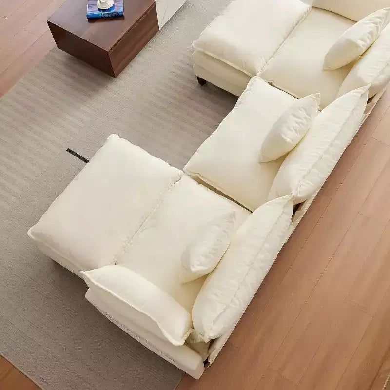 Canapé moderne modulaire en forme de L de 112 pouces, canapé nuage avec ottomane, ensemble combiné en chenille à 3 places avec 1 repose-pieds pour la maison