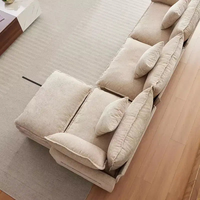 Canapé moderne modulaire en forme de L de 112 pouces, canapé nuage avec ottomane, ensemble combiné en chenille à 3 places avec 1 repose-pieds pour la maison