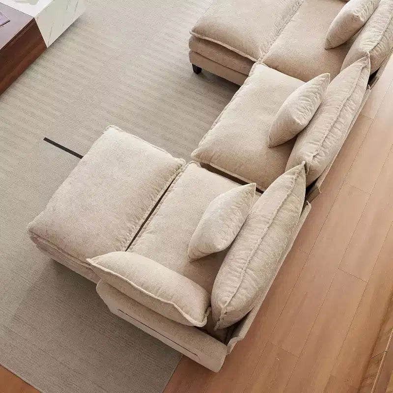 Canapé moderne modulaire en forme de L de 112 pouces, canapé nuage avec ottomane, ensemble combiné en chenille à 3 places avec 1 repose-pieds pour la maison