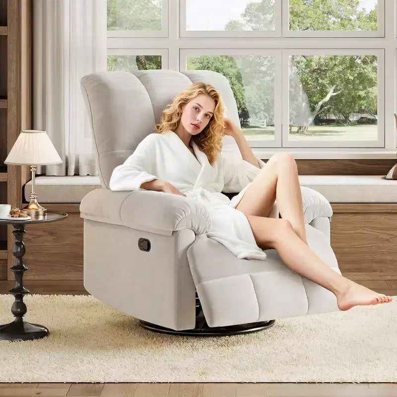 Fauteuil inclinable manuel Coolmee, inclinable et pivotant à 360 degrés avec accoudoirs rembourrés, fauteuil inclinable rembourré pour le salon