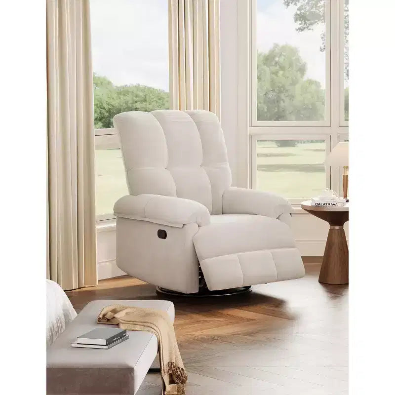 Fauteuil inclinable manuel Coolmee, inclinable et pivotant à 360 degrés avec accoudoirs rembourrés, fauteuil inclinable rembourré pour le salon