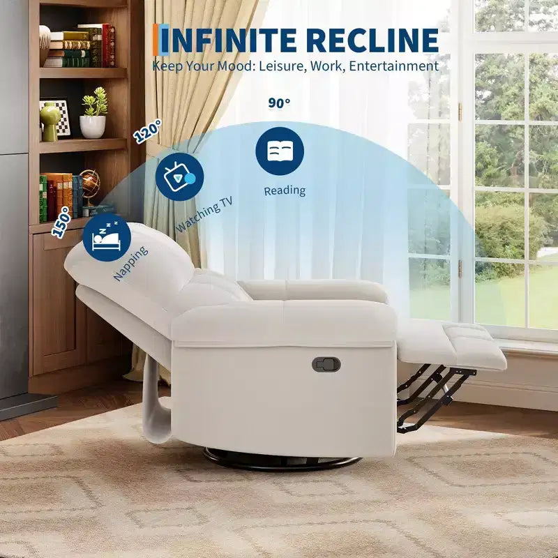 Fauteuil inclinable manuel Coolmee, inclinable et pivotant à 360 degrés avec accoudoirs rembourrés, fauteuil inclinable rembourré pour le salon