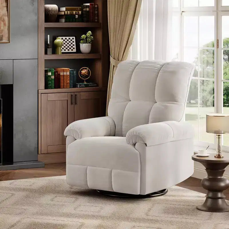 Coolmee Manual Recliner Sofa Chair, 360 Degree Swivel Rocker Glider Recliner with Padded Armrests, Upholstered Reclining Chair for Living Room
