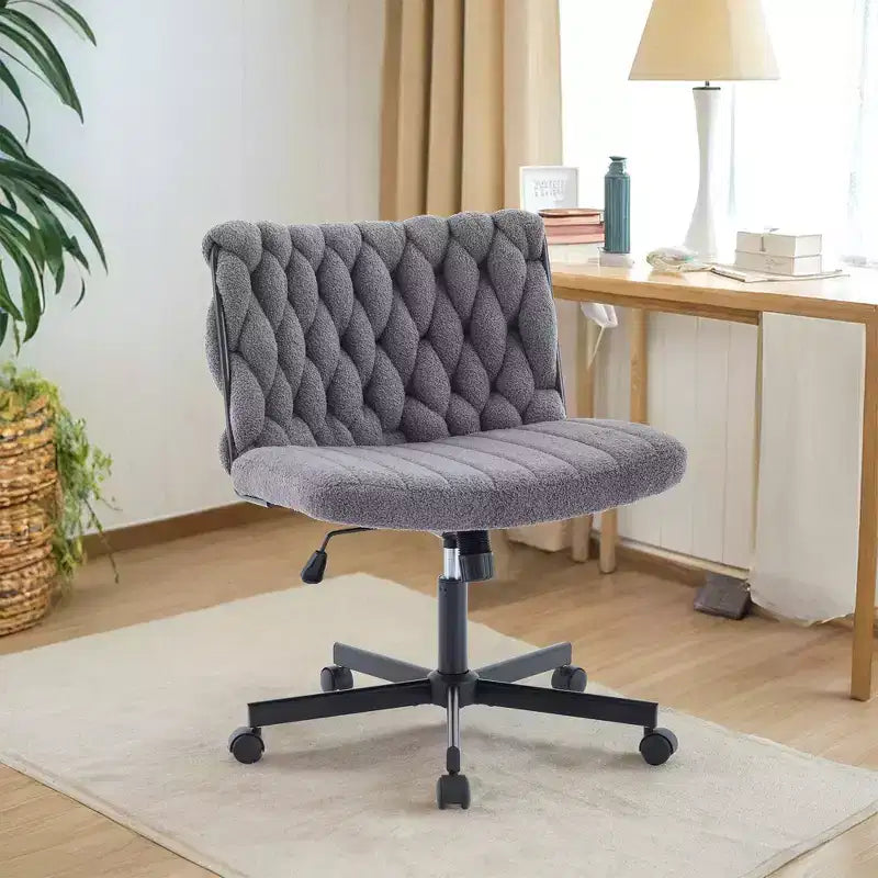 Chaise de bureau, Chaise Criss Cross avec fonction de balancement et hauteur réglable, Chaise pivotante sans accoudoirs confortable, Chaise roulante pour les jambes croisées, capacité de 136 kg