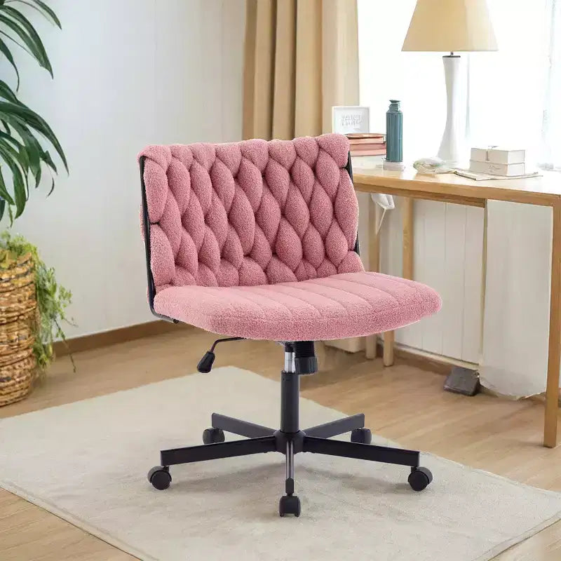 Chaise de bureau, Chaise Criss Cross avec fonction de balancement et hauteur réglable, Chaise pivotante sans accoudoirs confortable, Chaise roulante pour les jambes croisées, capacité de 136 kg