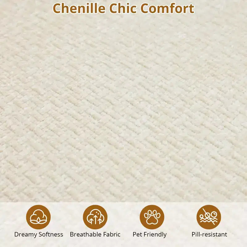 Canapé d'angle moderne et incurvé GustoWave 106 avec chaise longue, canapé-lit modulaire en tissu chenille, aucun assemblage requis