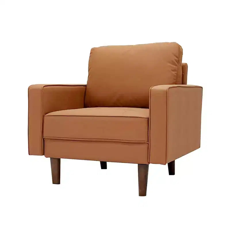 Tree City - Fauteuil d'appoint carré capitonné en similicuir 32'' - Chaise moderne pour salon, chambre, bureau et petits espaces