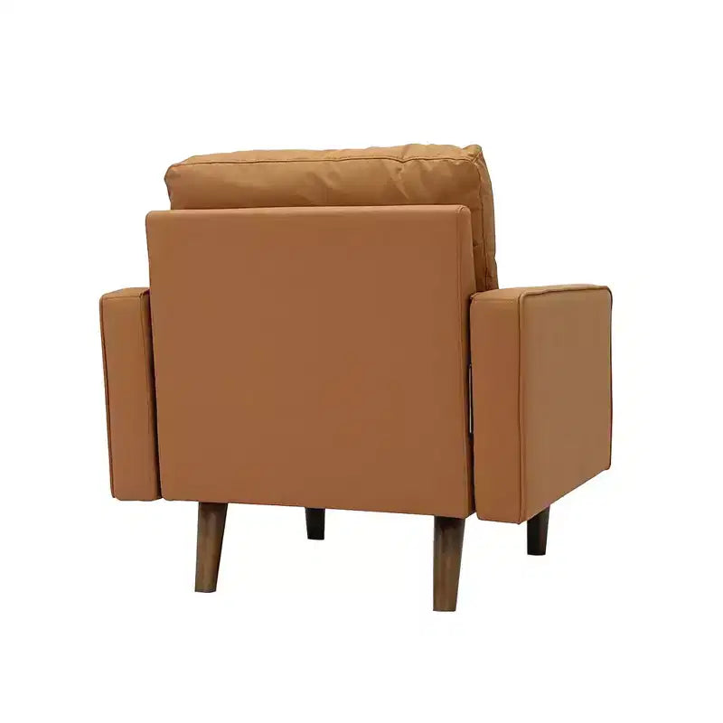 Tree City - Fauteuil d'appoint carré capitonné en similicuir 32'' - Chaise moderne pour salon, chambre, bureau et petits espaces