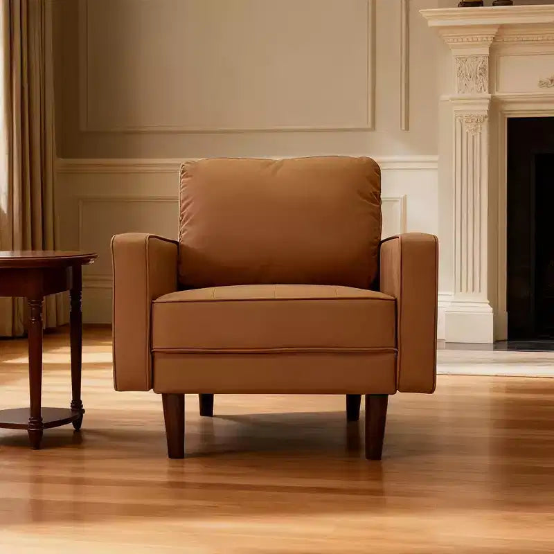 Tree City - Fauteuil d'appoint carré capitonné en similicuir 32'' - Chaise moderne pour salon, chambre, bureau et petits espaces