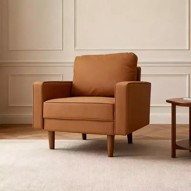 Tree City - Fauteuil d'appoint carré capitonné en similicuir 32'' - Chaise moderne pour salon, chambre, bureau et petits espaces