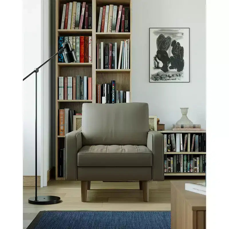 Tree City - Fauteuil d'appoint carré capitonné en similicuir 32'' - Chaise moderne pour salon, chambre, bureau et petits espaces