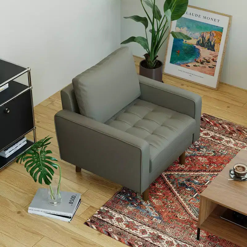 Tree City - Fauteuil d'appoint carré capitonné en similicuir 32'' - Chaise moderne pour salon, chambre, bureau et petits espaces