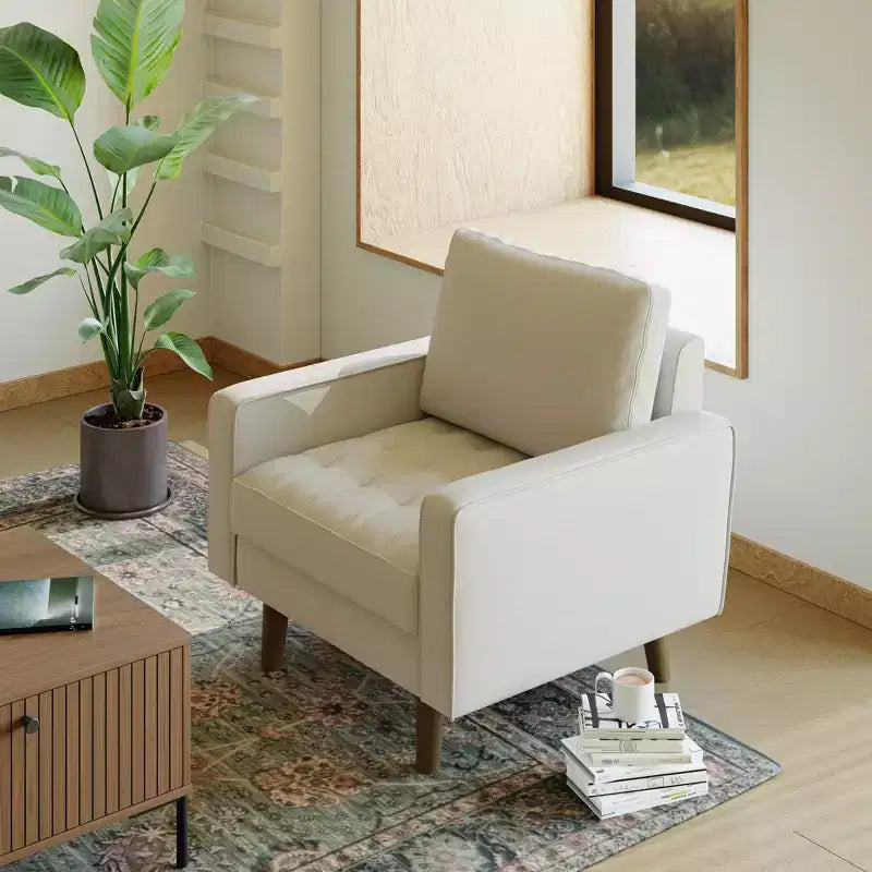 Tree City - Fauteuil d'appoint carré capitonné en similicuir 32'' - Chaise moderne pour salon, chambre, bureau et petits espaces