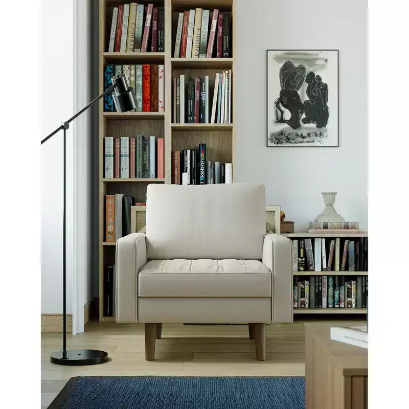 Tree City - Fauteuil d'appoint carré capitonné en similicuir 32'' - Chaise moderne pour salon, chambre, bureau et petits espaces