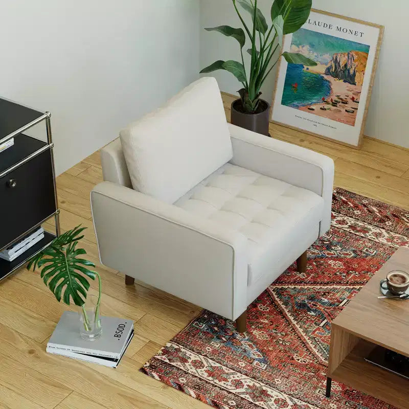Tree City - Fauteuil d'appoint carré capitonné en similicuir 32'' - Chaise moderne pour salon, chambre, bureau et petits espaces