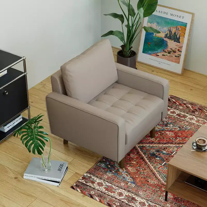 Tree City - Fauteuil d'appoint carré capitonné en similicuir 32'' - Chaise moderne pour salon, chambre, bureau et petits espaces