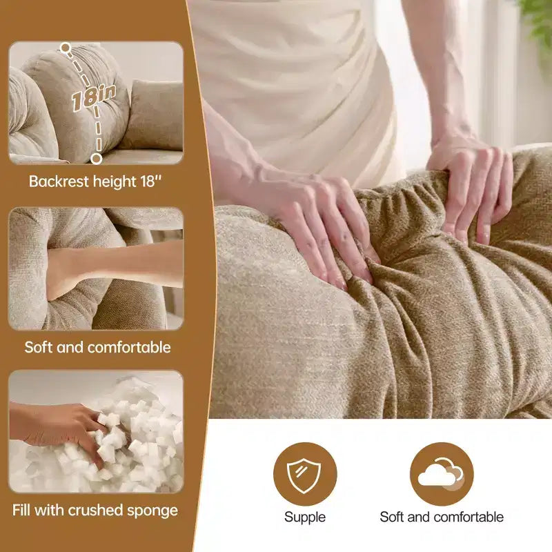 Canapé d'angle en chenille "Cloud" - Mousse haute densité capitonnée, accoudoirs ergonomiques, parfait pour une chambre ou un petit salon