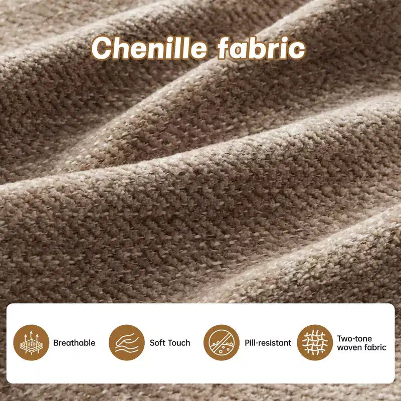 Canapé d'angle en chenille "Cloud" - Mousse haute densité capitonnée, accoudoirs ergonomiques, parfait pour une chambre ou un petit salon