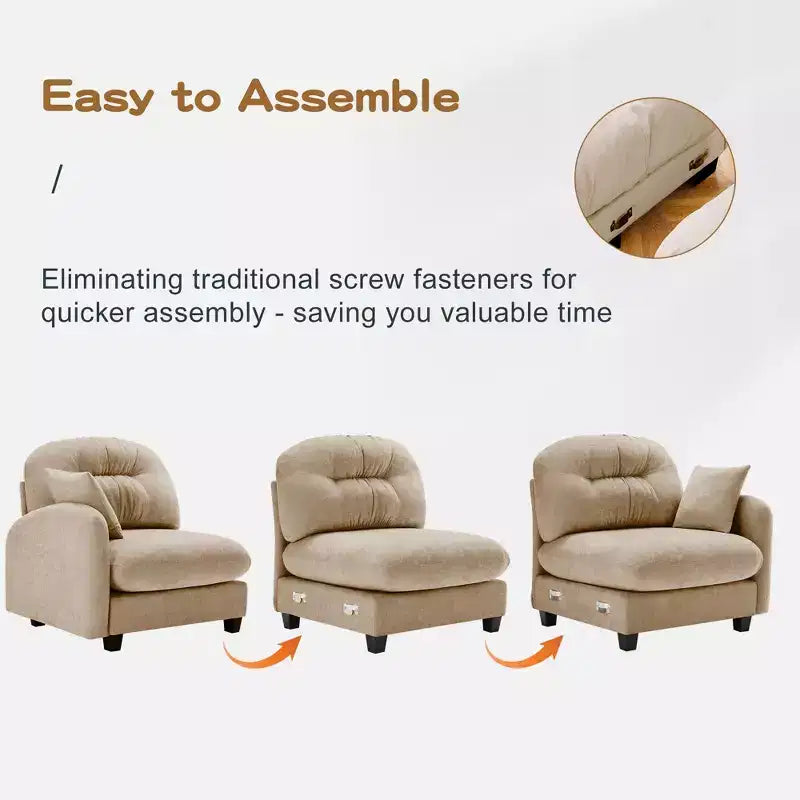 Canapé d'angle en chenille "Cloud" - Mousse haute densité capitonnée, accoudoirs ergonomiques, parfait pour une chambre ou un petit salon