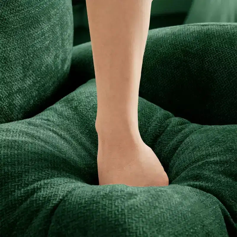 Canapé d'angle en chenille "Cloud" - Mousse haute densité capitonnée, accoudoirs ergonomiques, parfait pour une chambre ou un petit salon