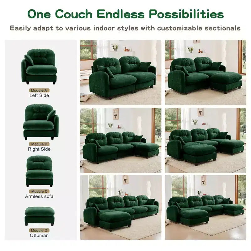 Canapé d'angle en chenille "Cloud" - Mousse haute densité capitonnée, accoudoirs ergonomiques, parfait pour une chambre ou un petit salon