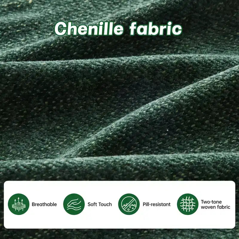 Canapé d'angle en chenille "Cloud" - Mousse haute densité capitonnée, accoudoirs ergonomiques, parfait pour une chambre ou un petit salon