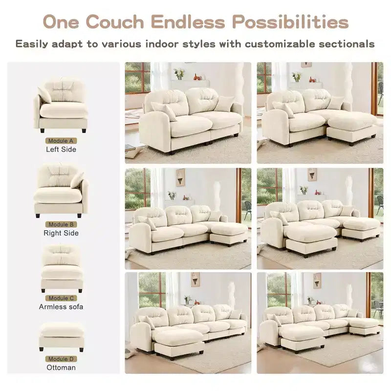 Canapé d'angle en chenille "Cloud" - Mousse haute densité capitonnée, accoudoirs ergonomiques, parfait pour une chambre ou un petit salon