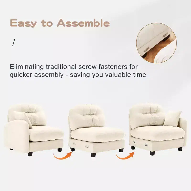 Canapé d'angle en chenille "Cloud" - Mousse haute densité capitonnée, accoudoirs ergonomiques, parfait pour une chambre ou un petit salon