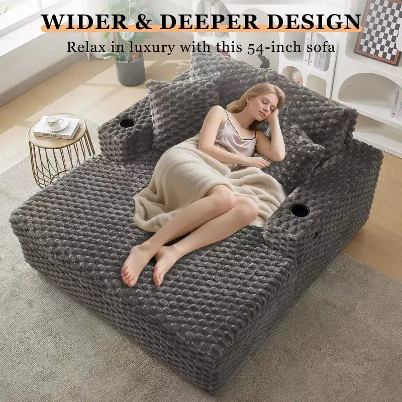 Chaise longue d'intérieur, fauteuil de lecture confortable rembourré avec oreillers, grand canapé-lit moderne et confortable pour salon et chambre à coucher