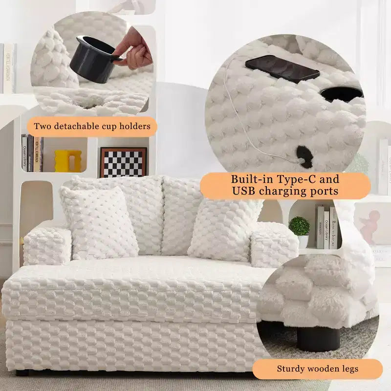 Chaise longue d'intérieur, fauteuil de lecture confortable rembourré avec oreillers, grand canapé-lit moderne et confortable pour salon et chambre à coucher
