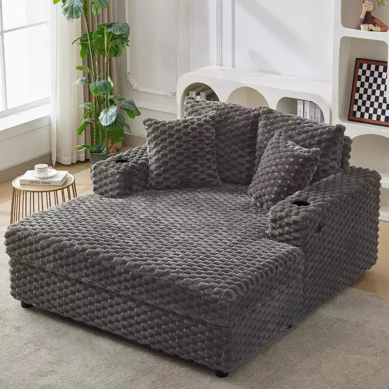 Chaise longue d'intérieur, fauteuil de lecture confortable rembourré avec oreillers, grand canapé-lit moderne et confortable pour salon et chambre à coucher
